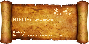 Miklics Armanda névjegykártya